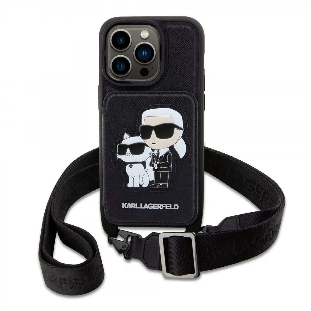 Чехол Karl Lagerfeld Saffiano Crossbody Karl and Choupette NFT для iPhOne 14 Pro Max Black - фото 2