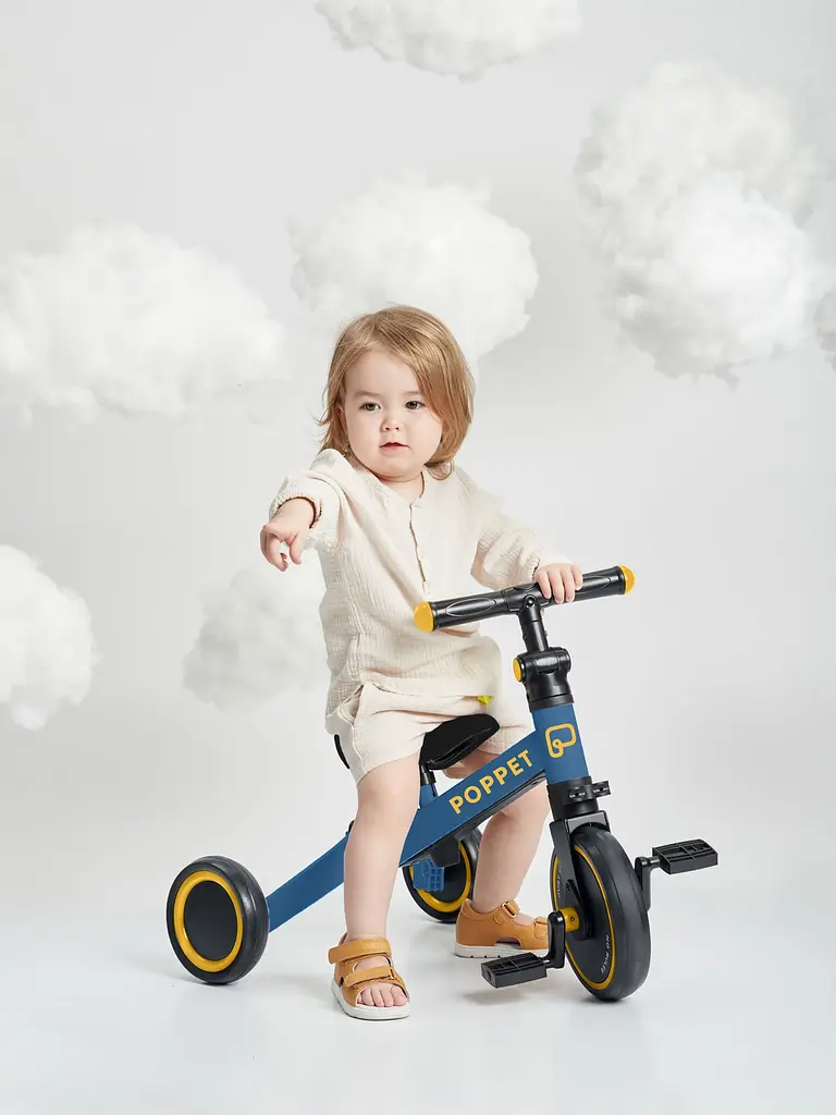Дитячий триколісний біговел-трансформер Poppet 3 в 1 синьо-жовтий + стікерпак (PP-1702B) - фото 6