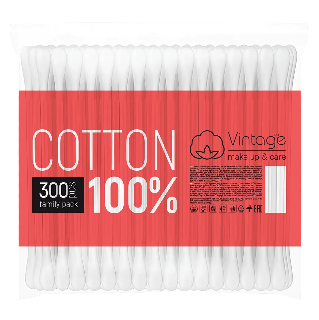 Ватні палички Vintage 100% Cotton 300 шт. - фото 2