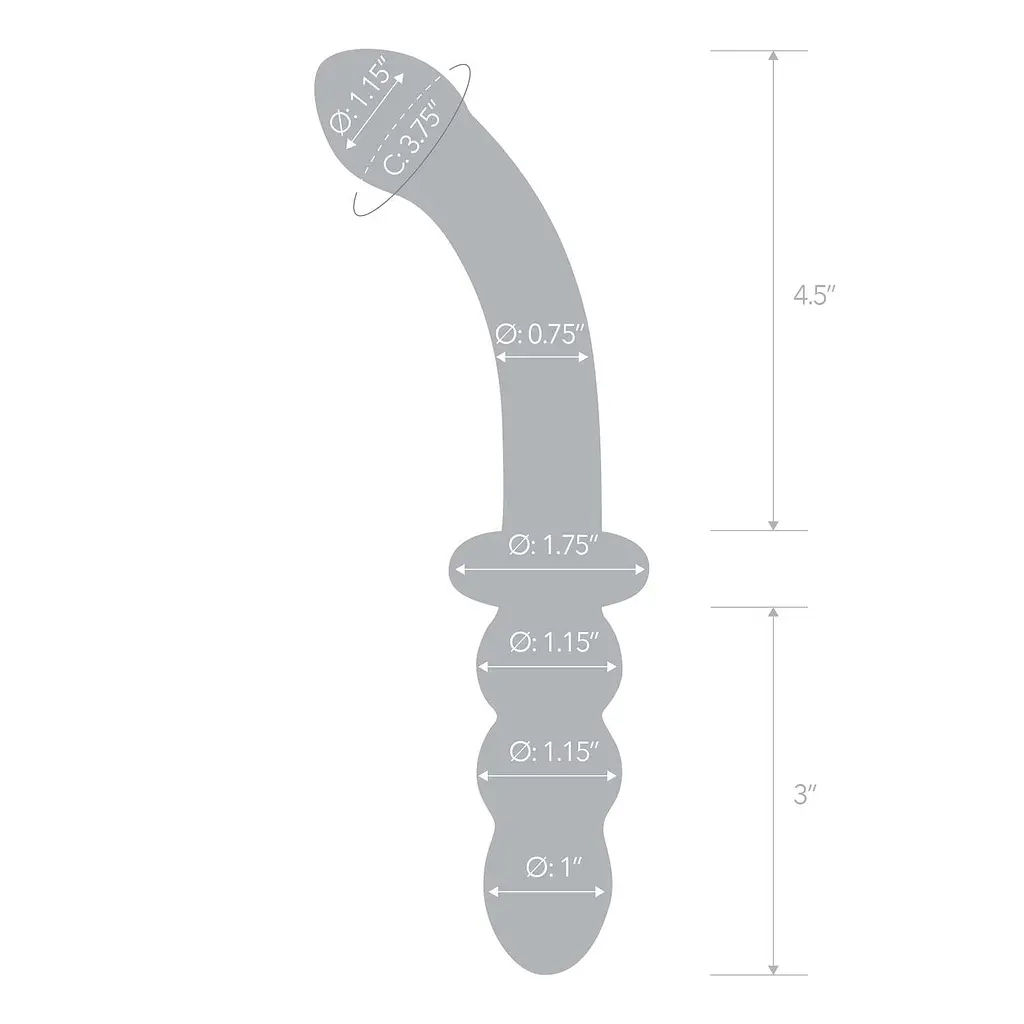 Двосторонній фалоімітатор G-Spot Glas Ribbed 20.3 см (прозорий) - фото 5