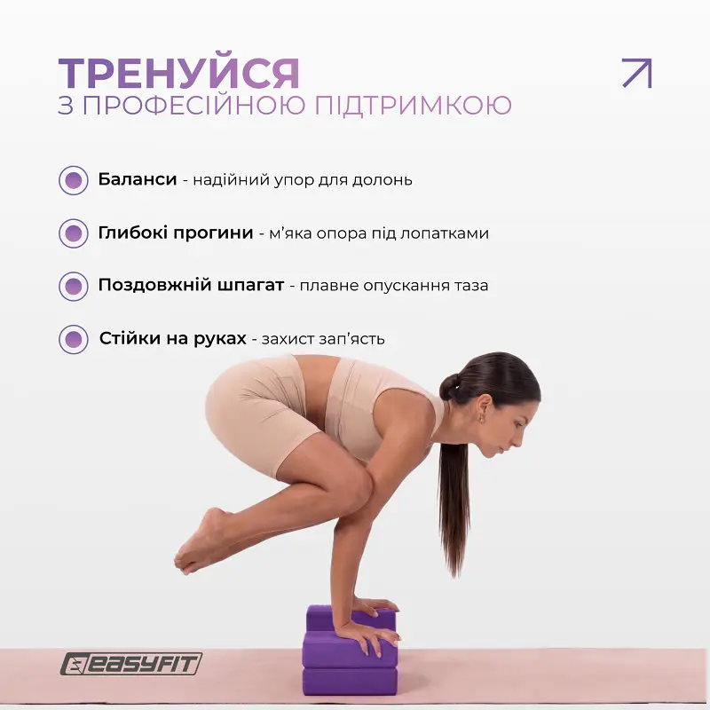 Блок для йоги EasyFit EVA Фіолетовий - фото 5