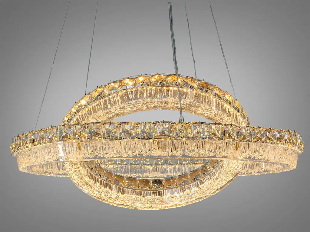 Підвісна LED-люстра Diasha MD6027/600+400HR для вітальні, спальні та кухні, 152 W, пульт, 61 см, 13-20m2 - фото 2