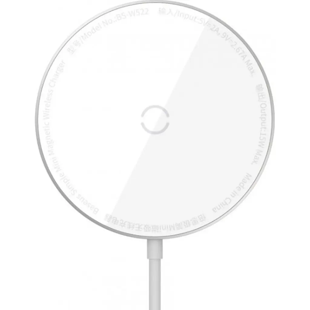 Бездротовий зарядний пристрій Baseus Simple Mini Magnetic Wireless Charger White [WXJK-F02] [89562] - фото 2