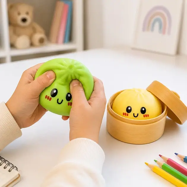 Сквіш пельмень сюрприз антистрес іграшка в кошику Squishy Bun Mystery - фото 3