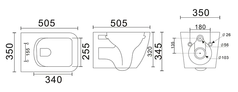 Унитаз подвесной Mixxus Premium Quadro-0305-R gray 510x350x345 мм Rimless MP6656, Графит - фото 9