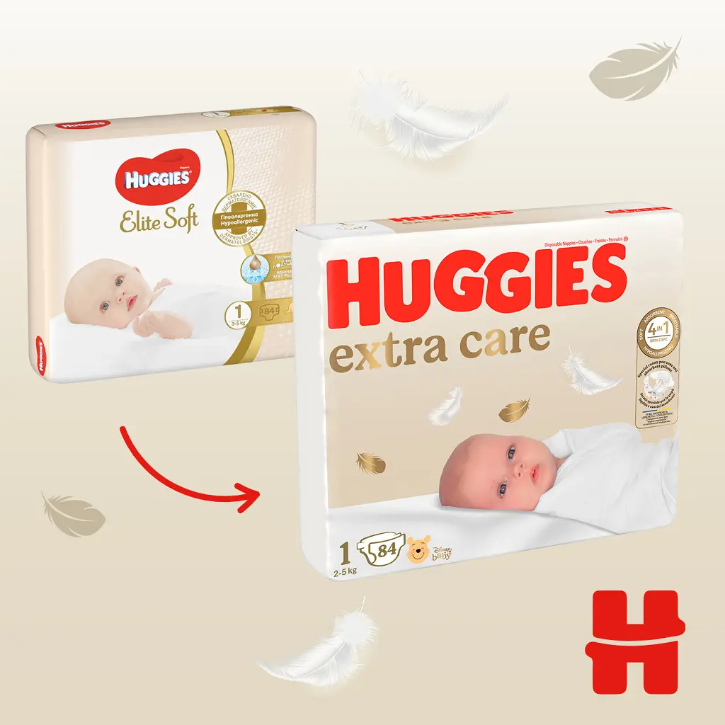 Підгузки Huggies Extra Care Розмір 1 (2-5 кг) 84 шт (5029053578057) - фото 4