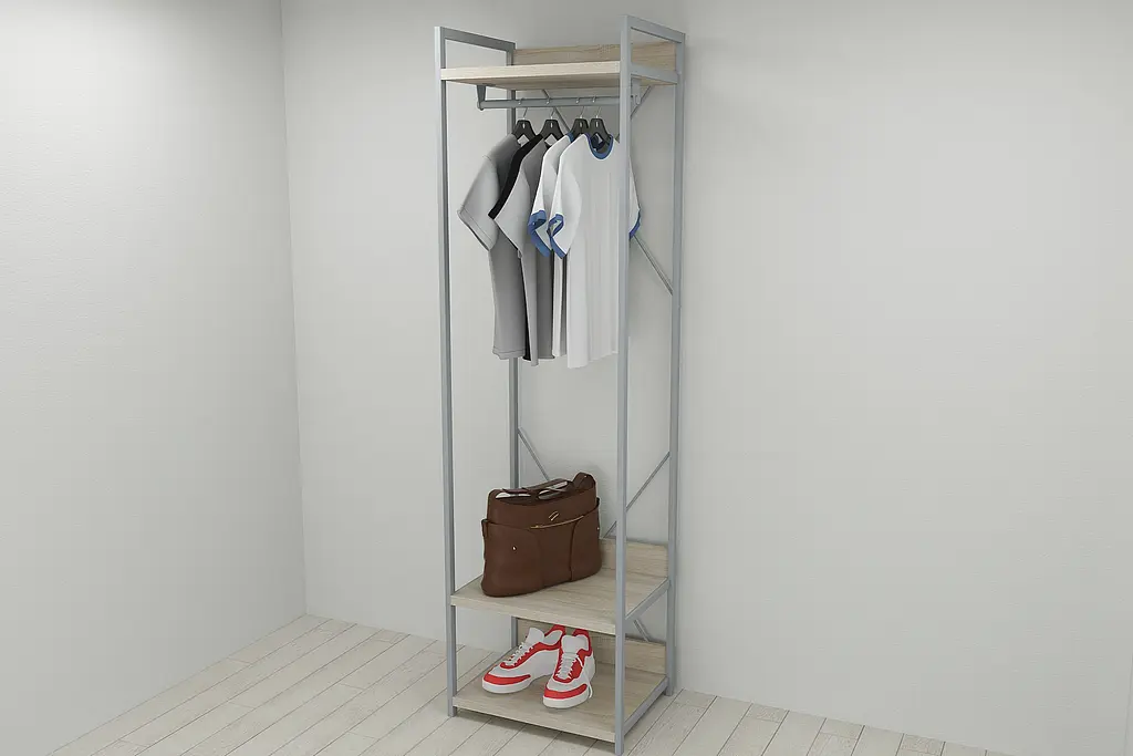 Шафа Гардероб Уні секція 1 серії Конект Ferrum-decor 220x60x50см Сірий метал ДСП Дуб Сонома 32 мм (FRD-104505) - фото 5