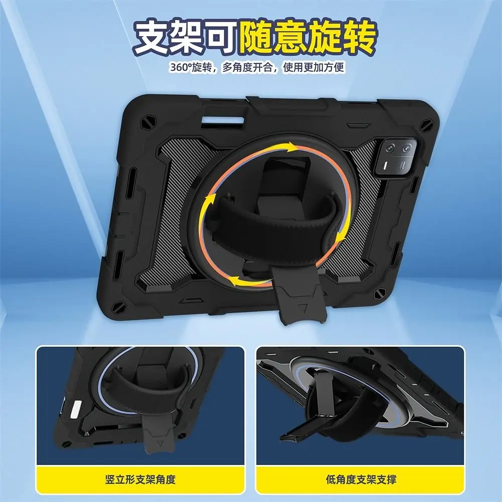 Чехол Rugged 3 Layers бронированный противоударный с защитой для Xiaomi Pad 6 / Pad 6 Pro (11") Черный - фото 5