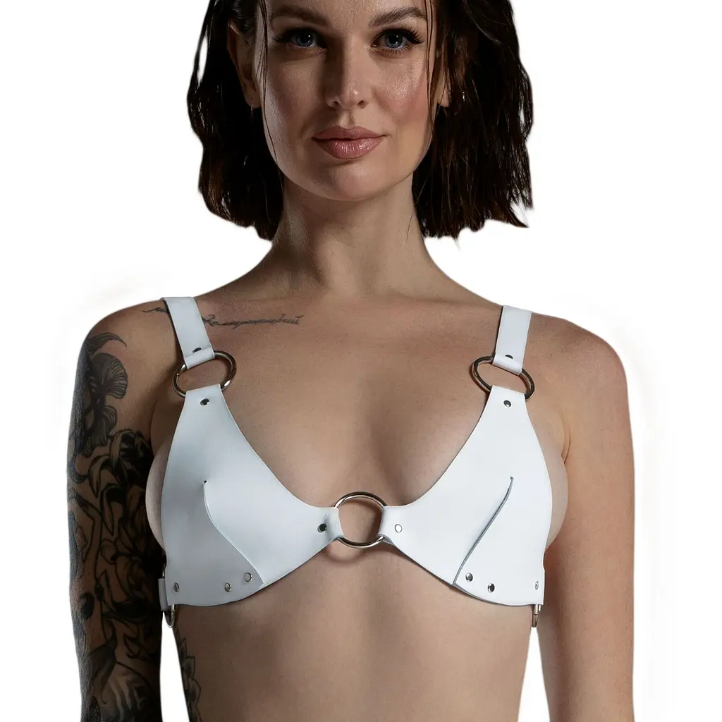 Ліф з натуральної шкіри Feral Feelings - Bikini Top White - фото 2