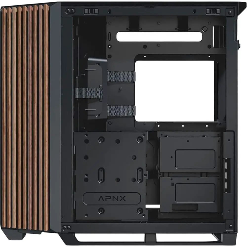 Корпус APNX V1-W Tempered Glass без БП Black/Wood (APCM-VI01103.11) - фото 3