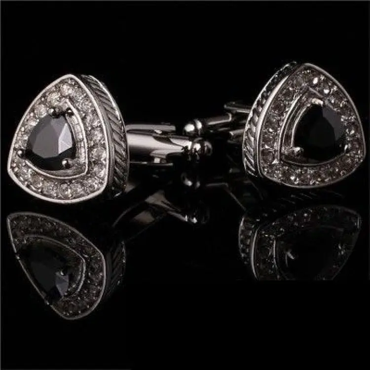 Запонки Трикутні З Чорним Камінчиком Handmade acs0005744 - фото 4