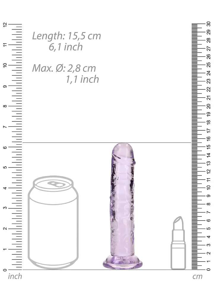 Фаллоимитатор RealRock Crystal Clear Realistic Dildo 6'' 14.5 см фиолетовый - фото 3