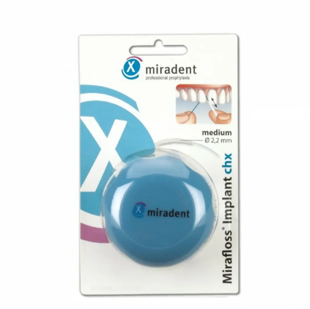 Флос Miradent Mirafloss Implant CHX для імплантатів, мостоподобных протезів і брекет систем (2,2 mm)