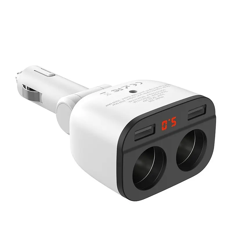 Автомобильное зарядное устройство HOCO Z28 Power ocean cigarette lighter in-car charger with digital display белый - фото 3