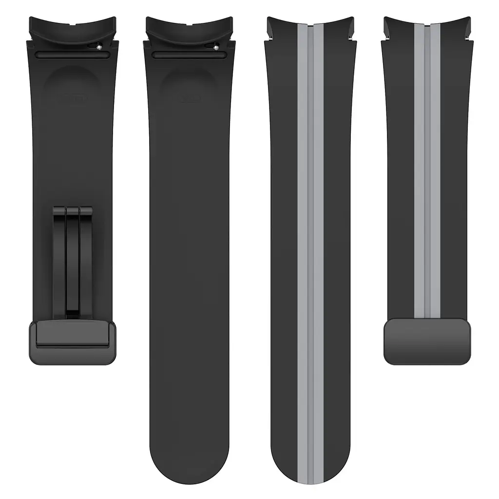 Ремешок для Samsung Galaxy Watch 4 40mm - черно-серый ширина крепления 20мм силикон Watchbands Cls-line-black (W35-6WB39441171) - фото 5