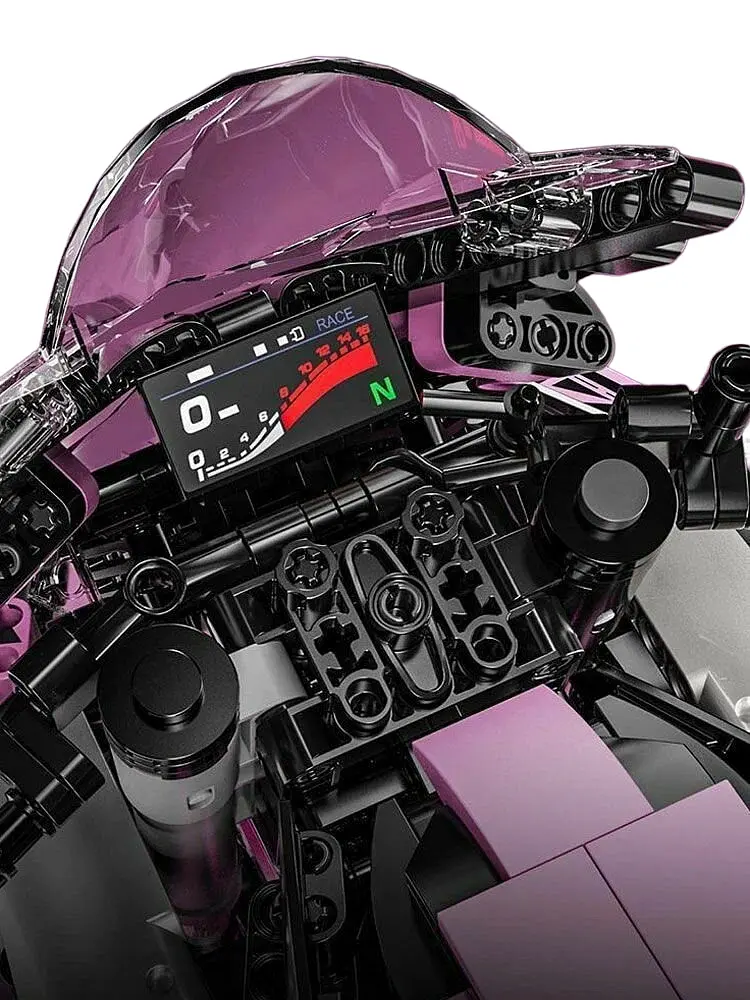 Конструктор Гоночный Мотоцикл розовый 2066 элементов Ramiz - фото 3