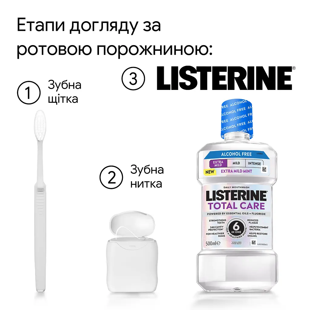 Ополіскувач для ротової порожнини Listerine Тотал Кеар Екстра М'який Смак без спирту. 500 мл - фото 3