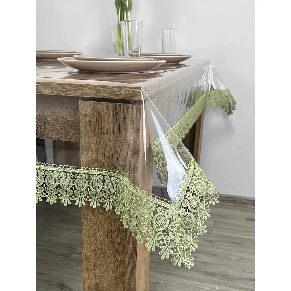 Силіконова скатертина з оливковим мереживом Арфа 7 см 140х130 см - фото 1