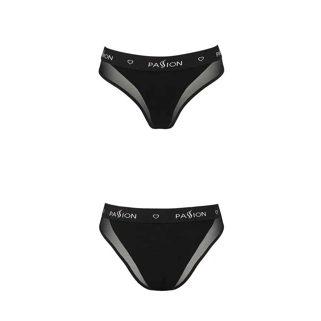 Трусики з прозорою вставкою Passion PS002 PANTIES M, black - фото 5