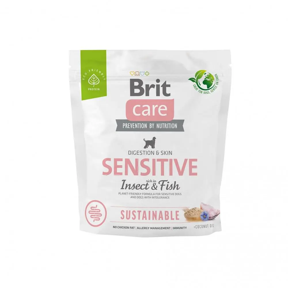 Сухий корм Brit Care Dog Sustainable Sensitive для собак з чутливим травленням, з рибою і комахами 1 кг (арт.172187/559213)