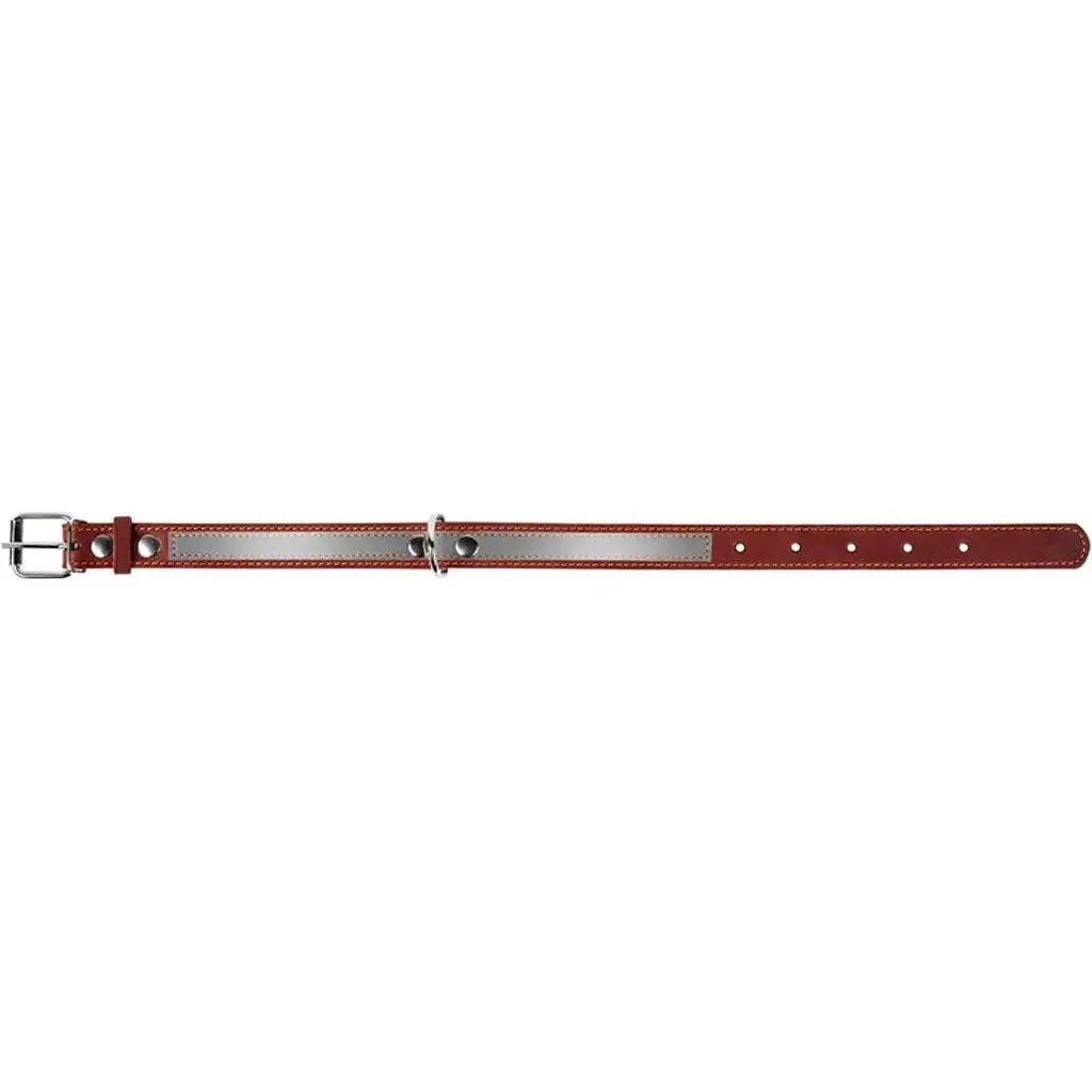 Нашийник Collar зі світловідбиваючою стрічкою, шкіра, 38-50х2,5 см, коричневий - фото 4
