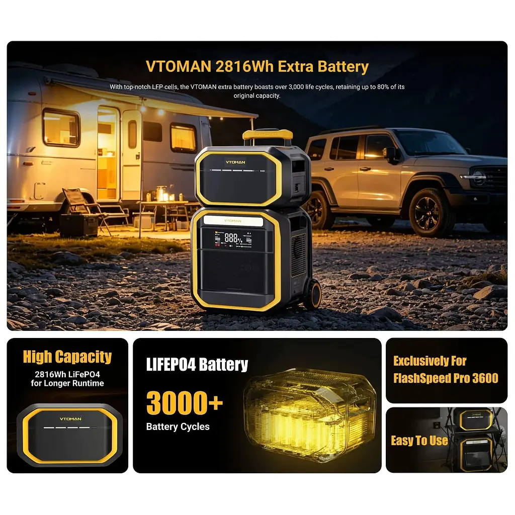 Додаткова батарея Vtoman FlashSpeed Pro 3600 LiFePO4, 2816 Вт/ч (FlashSpeedPro3600 Battery) - фото 5