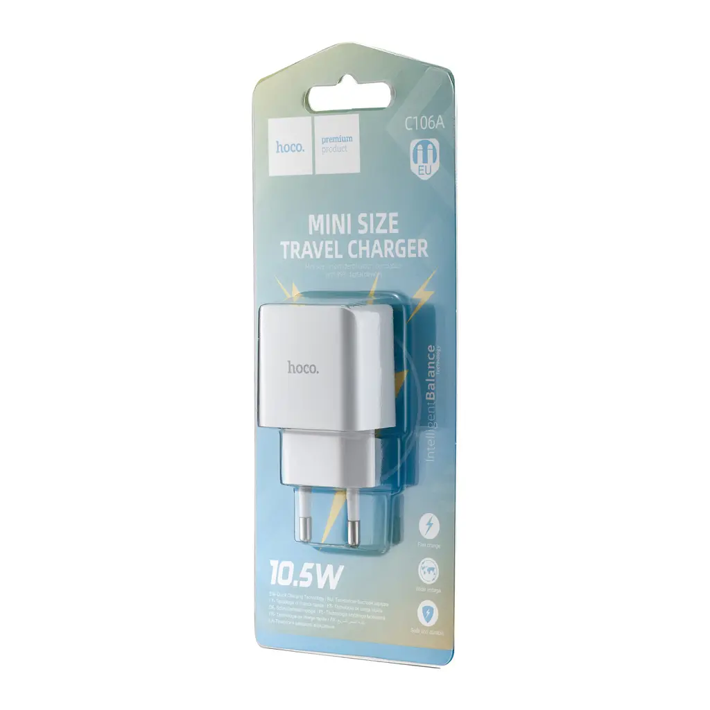 Мережевий зарядний пристрій Hoco C106A Leisure single port charger ( EU ) Білий - фото 2
