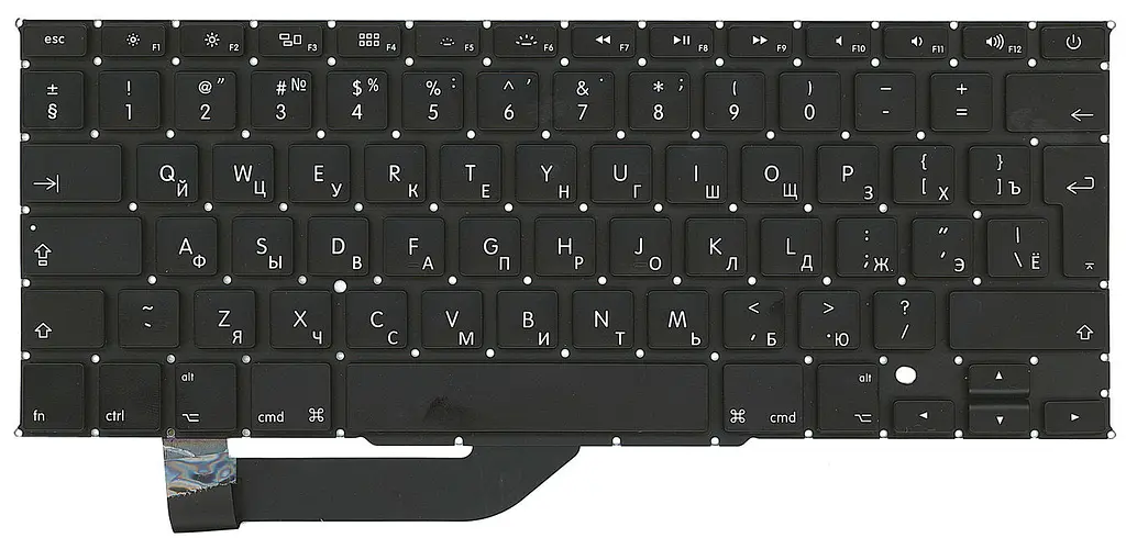 Клавіатура для ноутбука Apple MacBook Pro A1398 (2012, 2013, 2014, 2015) з підсвічуванням (Light) Black, (No Frame), RU (вертикальний ентер) - фото 2