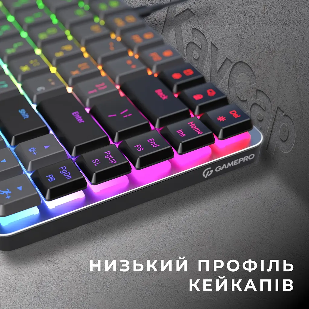 Клавиатура GamePro Red Swich Low Profile RGB USB Dark Gray проводная (MK141R) - фото 7