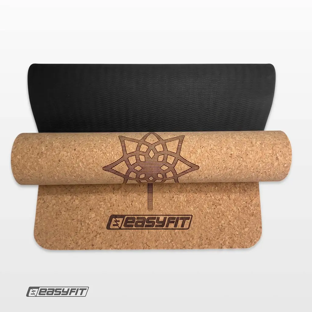 Килимок для йоги EasyFit Cork+TPE 5 мм двошаровий - фото 3