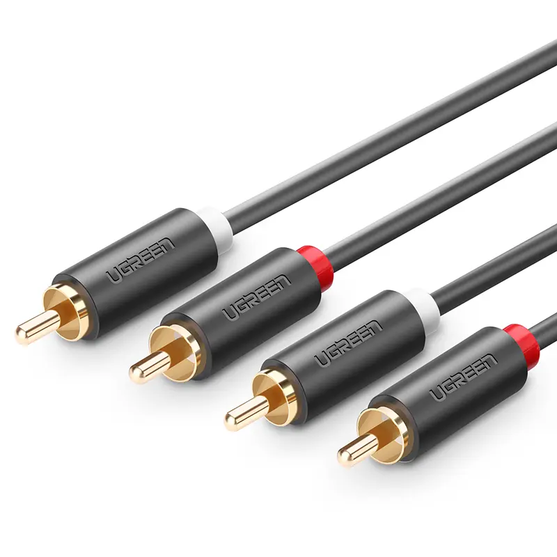 Міжкомпонентний аудіо-кабель Ugreen AV104 2RCA to 2RCA Audio Cable 30747 (Чорний, 1м) - фото 2