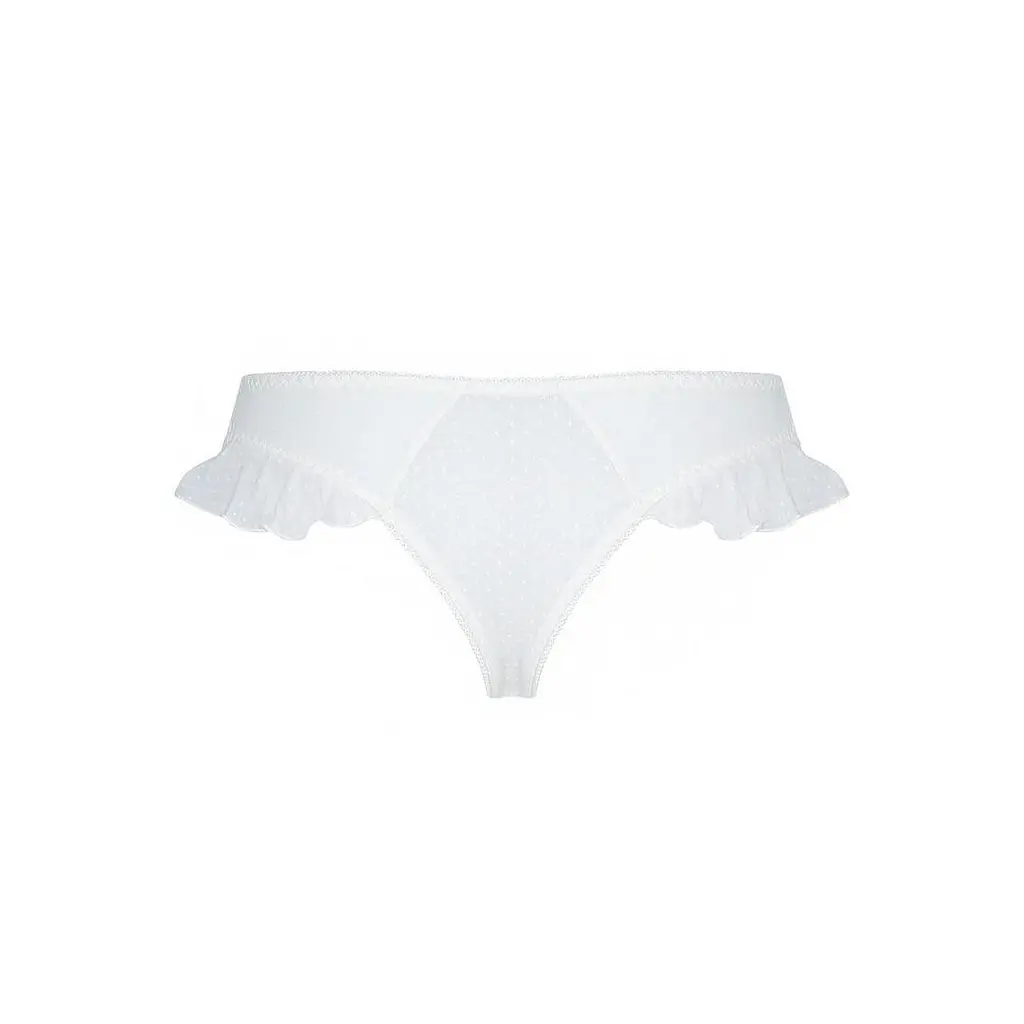 Трусики в горошек с рюшами и шнуровкой Fatin Thong white - Passion L/XL - фото 6