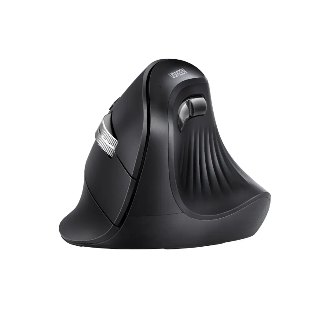 Бездротова вертикальна миша UGREEN MU008mini Bluetooth 5.0 2,4 ГГц із комплектним USB-A наноприймачем 5 рівнів чутливості до 4000 DPI потрібна 1 батарейка AA не входить до комплекту для малих і середніх рук перемикання між 3 пристроями тихі натискання кнопки вперед і назад автоматичний сон зберігання приймача всередині миші чорна зі сріблястими вставками (85765)