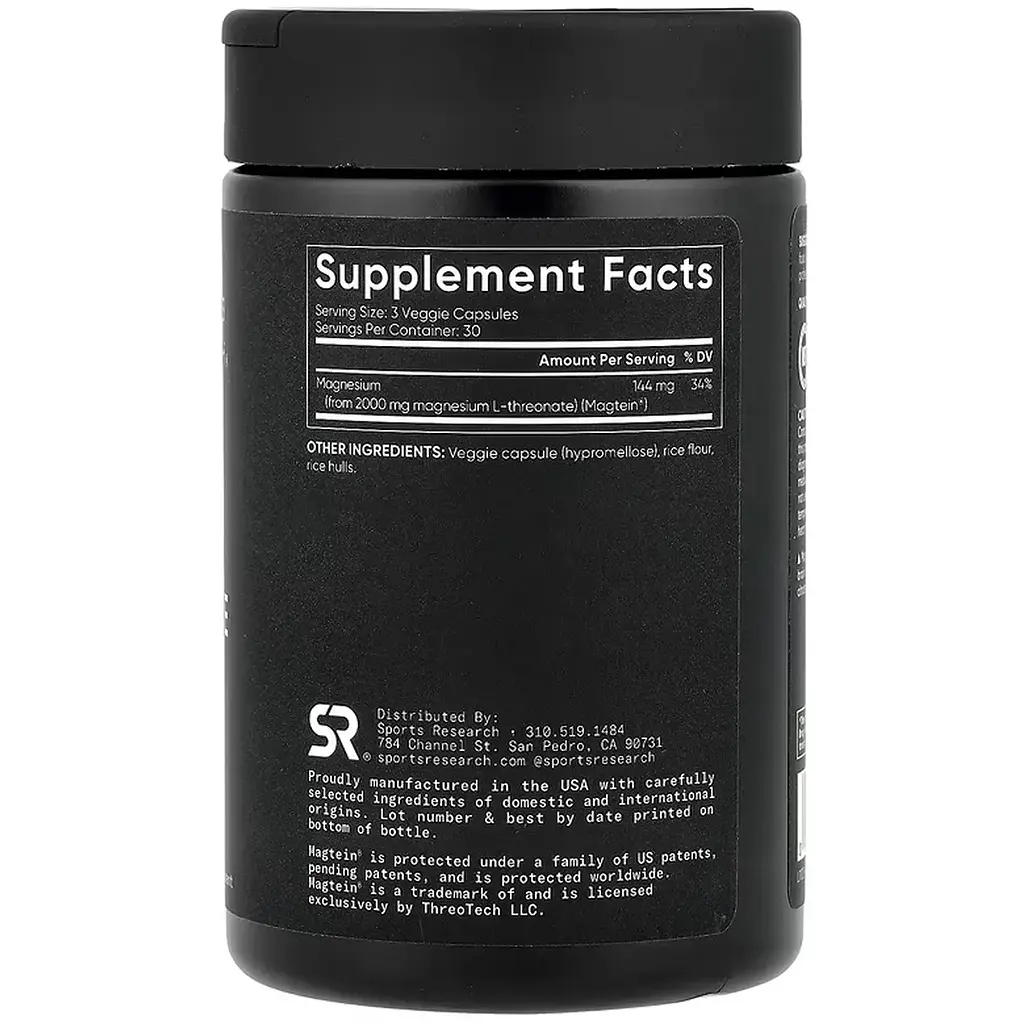 Дієтична добавка Sport Research Magnesium L-Threonate 2000 мг 90 капсул - фото 2