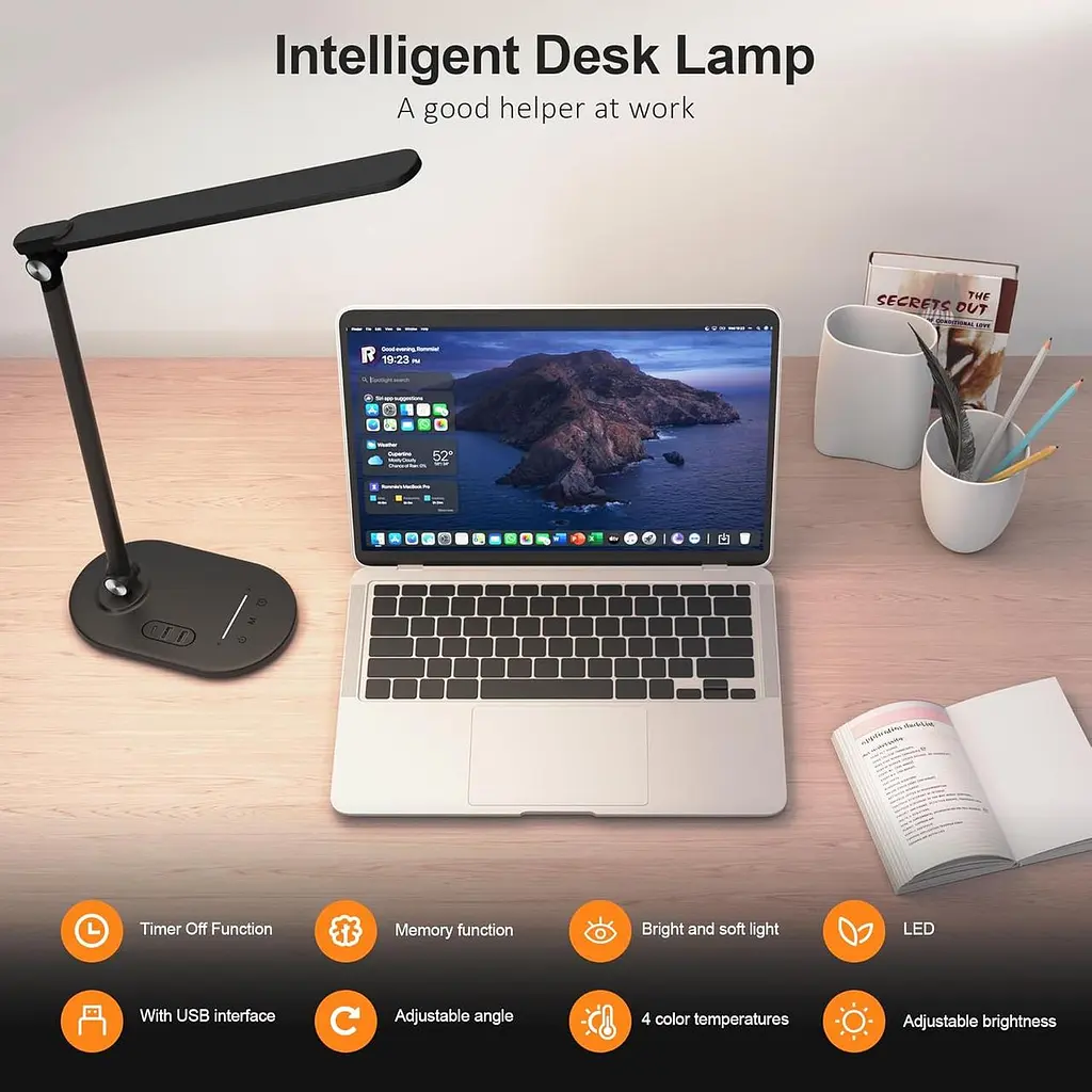Настільна LED-лампа на стійці з таймером та USB-портами - фото 6