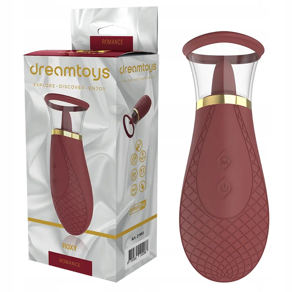 Вакуумний стимулятор клітора з вібрацією Dreamtoys Romance Roxy бордовий - фото 6