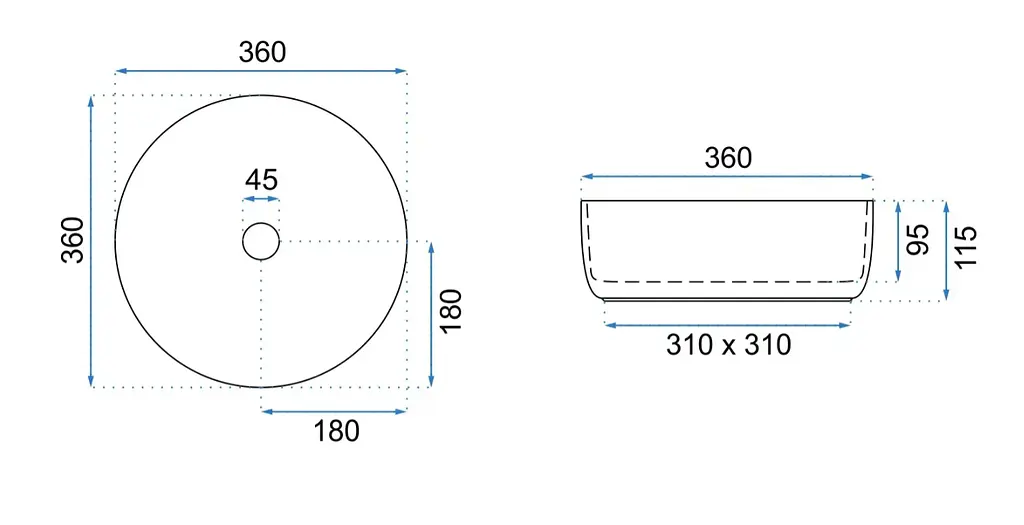 Умивальник Rea Sami blue shiny накладний REA-U6619, Синий - фото 5