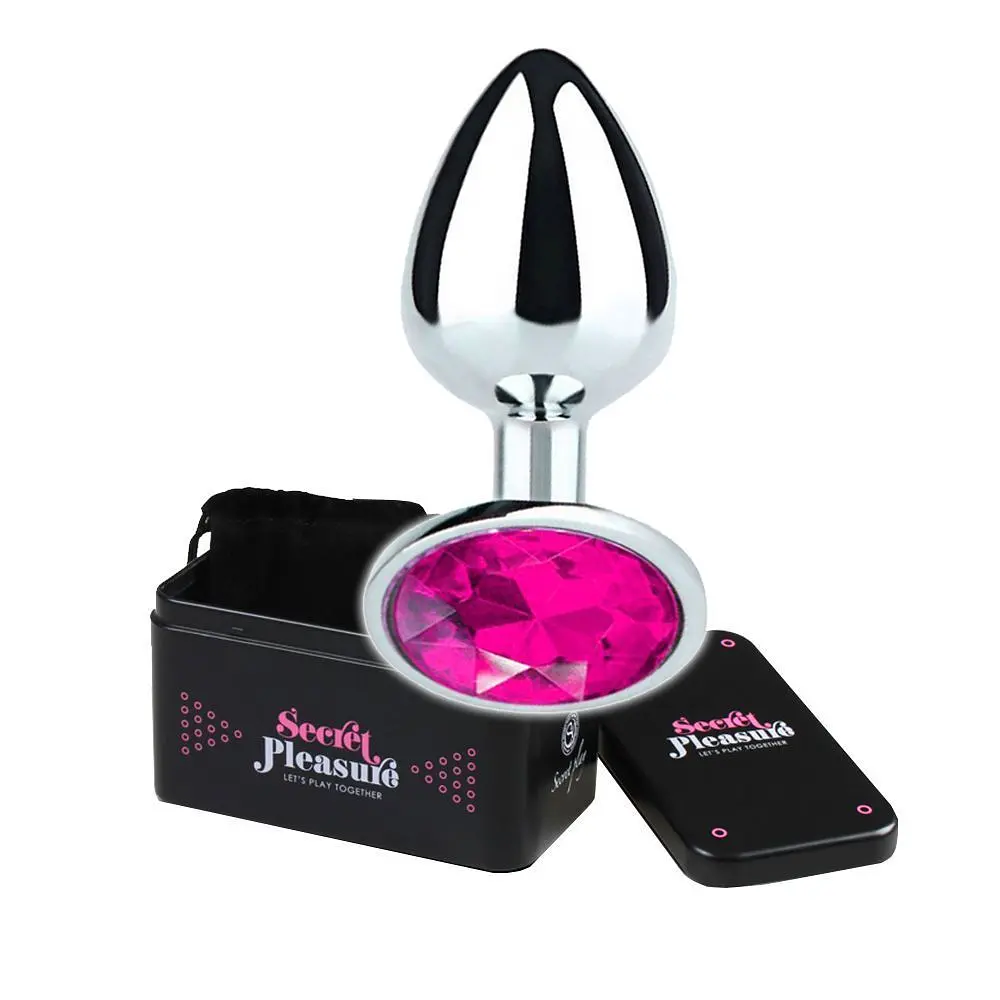 Анальна пробка Secret Play Metal Butt Plug Fuchsia M, 8,5 см (фуксія) - фото 2