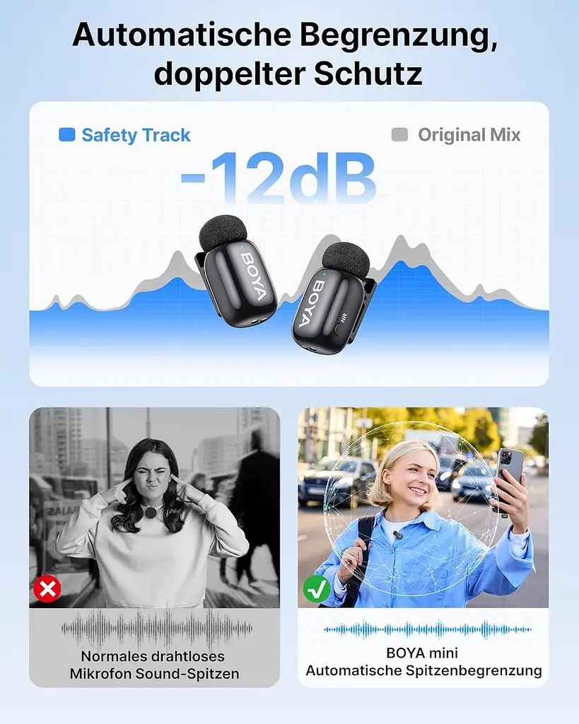 Бездротовий мікрофон BOYA Mini (2TX+2RX) для iPhone та Android, USB-C/Lightning, 48 кГц - фото 5