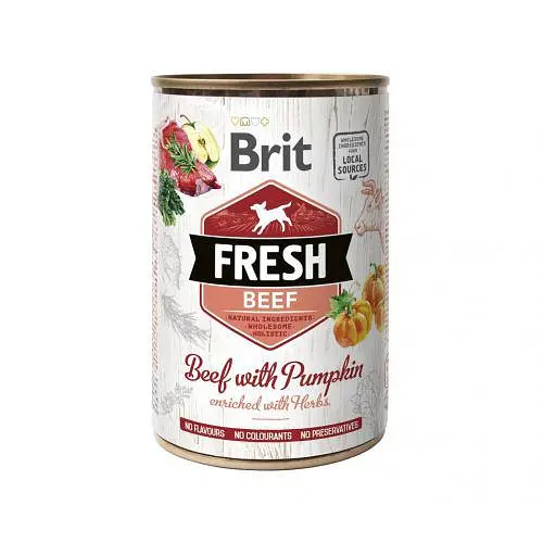 Консервований корм Brit Fresh Beef/Pumpkin для собак, з яловичиною та гарбузом, 400 г - фото 1