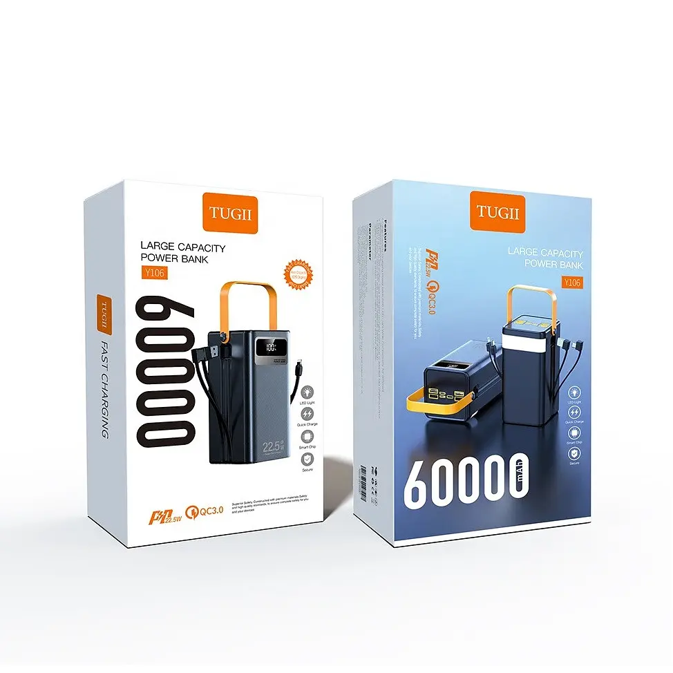 Павербанк 60000мА·ч Power Bank 4USB 2Type-C PD зі швидкою зарядкою до 22.5W та кабелю Type-C та Lightning портативний зарядний пристрій акумулятор WUW TUGII Y106 - фото 3