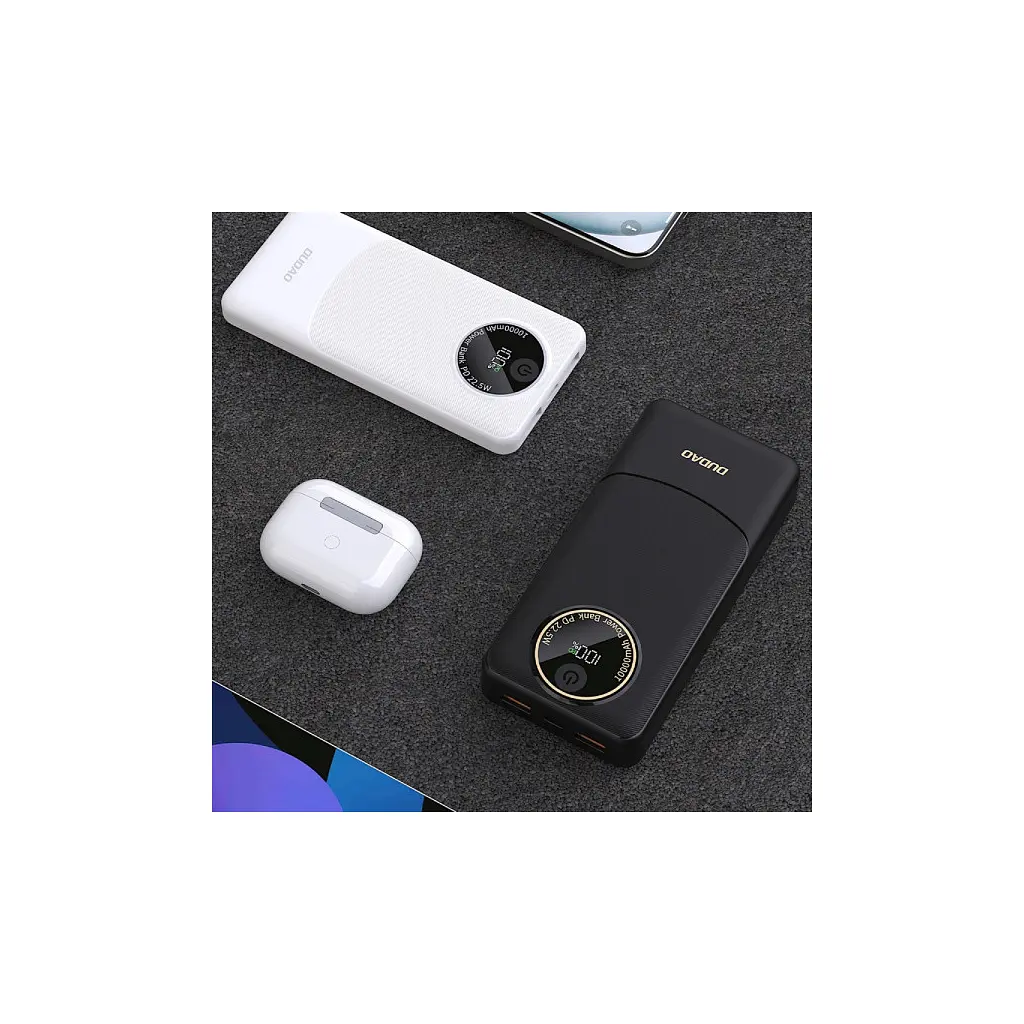Батарея універсальна Dudao 10000mAh K12 22.5W, PD, QC, 2*USB-A, USB-C(In/Out), White (6976625333875) - фото 4