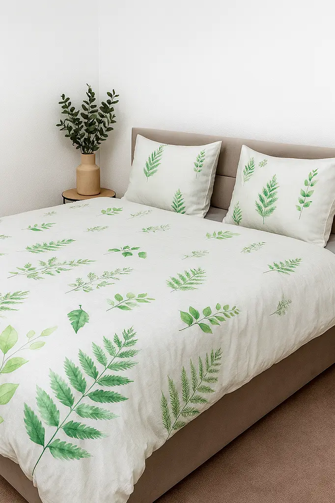Комплект постільної білизни Ecotton полуторний 150х215 см Папороть біла 21204 (23671) - фото 2