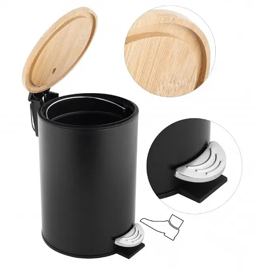 Відро для сміття Yoka Vini black bamboo 3л CH.VINI-BLK, Чорний матовий - фото 7