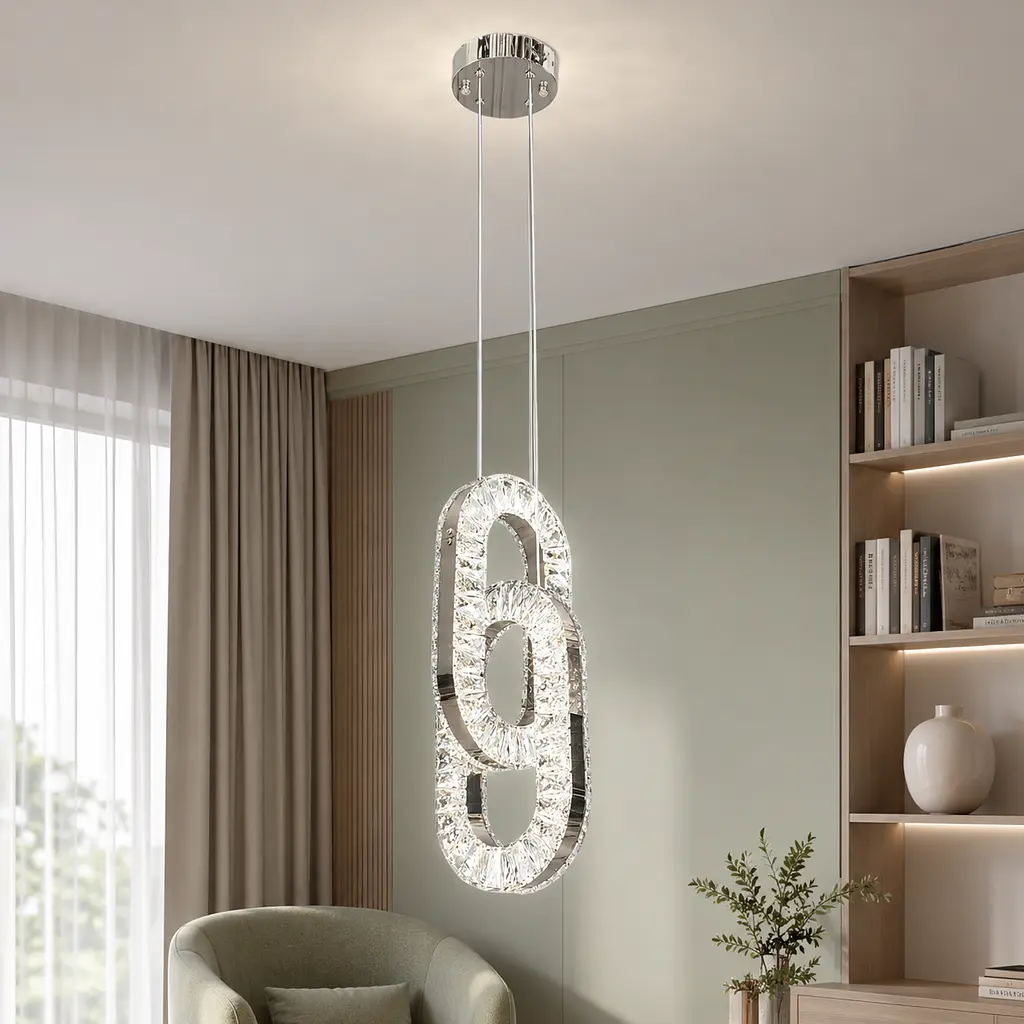 Підвісна LED-люстра Artlight 7709/2A-CH із сяйливими кришталевими петлями в полірованому хромі - фото 2