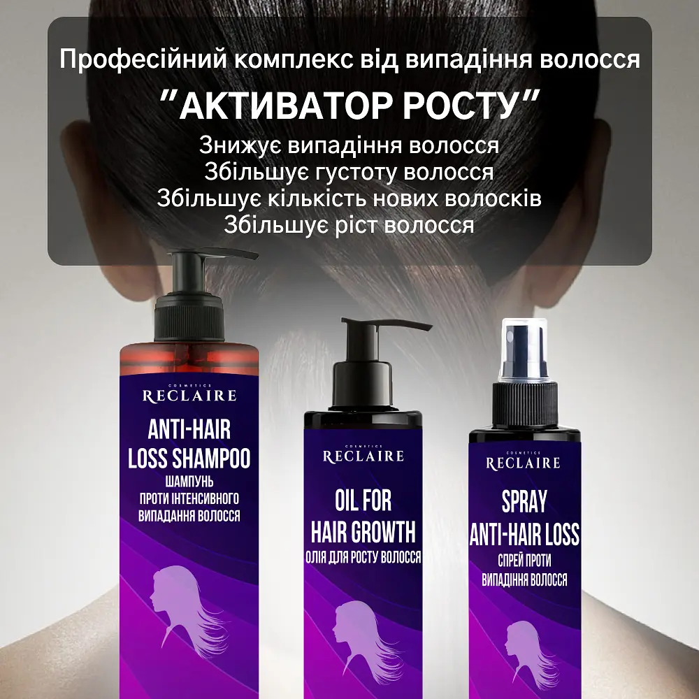 Профессиональный набор от выпадения волос Активатор роста Reclaire cosmetics - фото 2
