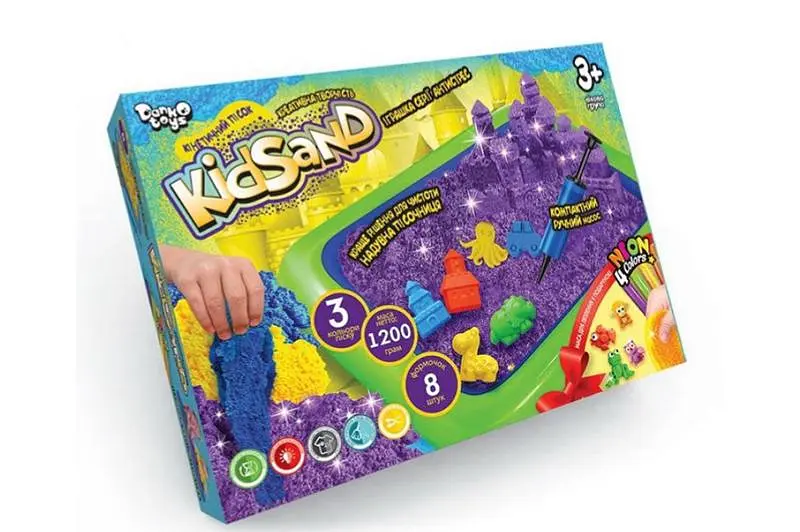 Набір із кінетичного піску KS-02-02U "KidSand" 1200 гр. + пісочниця DANKO