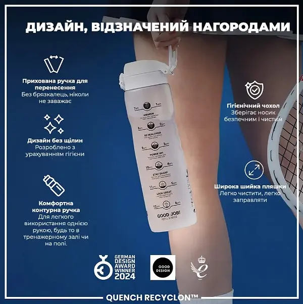 Бутылка для воды ION8 1000 мл BPA Free Times To Drink (ЭКО бутылка) Ice (I8RF1000PIMOT2) - фото 4