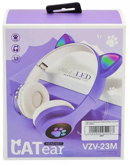 Повнорозмірні навушники бездротові No Brand Cat Headset M23 Bluetooth з RGB підсвічуванням та котячими вушками Blue - фото 4