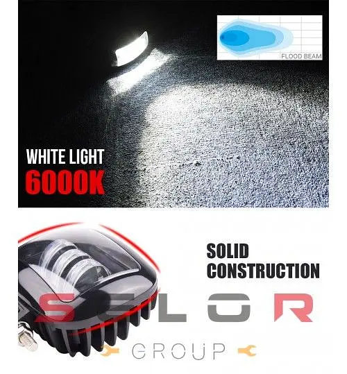 Додаткова LED Фара Квадрат 120x100x60 мм з ДХО 45W 15W x 3 10-30V (Кріплення знизу) - фото 2